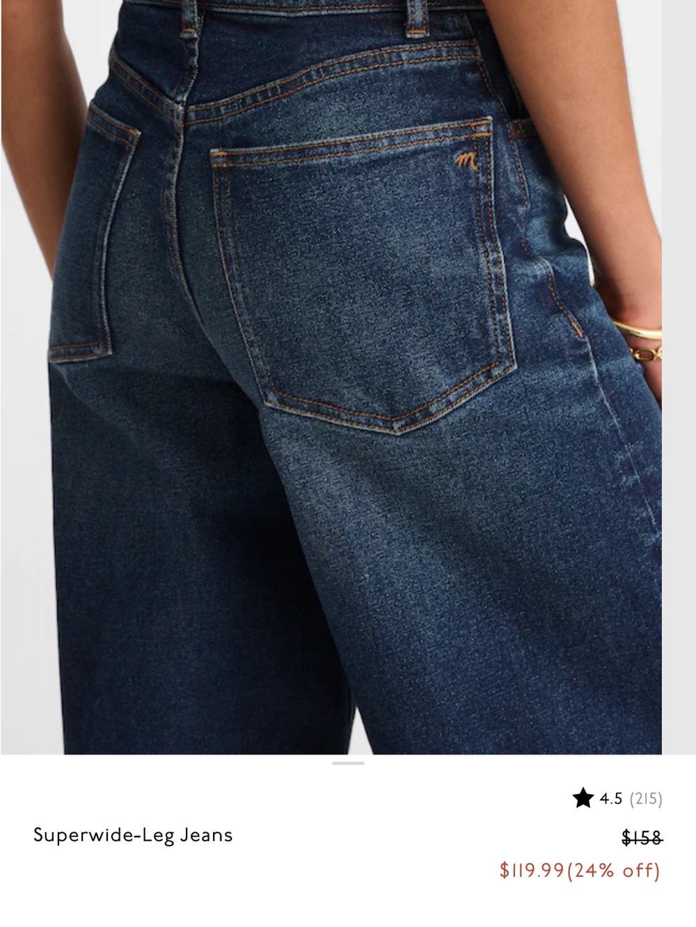 Madewell High-Rise Superwide Leg Jeans in Dark Indigo - Picture 3 of 4